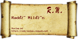 Radó Milán névjegykártya