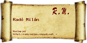 Radó Milán névjegykártya